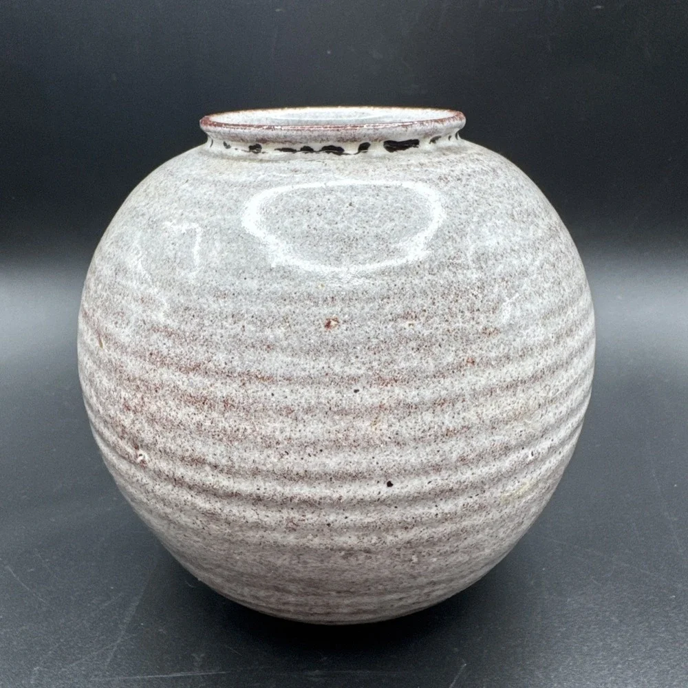 Westraven Art Pottery Vase Ribbed Gray Rust 913 Holland Midcentury Modern‎ Vtg